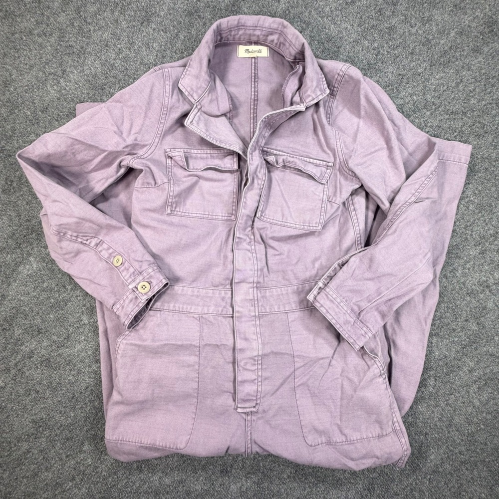 Madewell Womens Med Purple Utility Jumpsuit Long Sleeve Cotton Twill Romper 0874